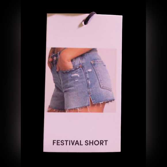 Blue High-Waisted Distressed Jean Shorts Size S - Picture 2 of 4